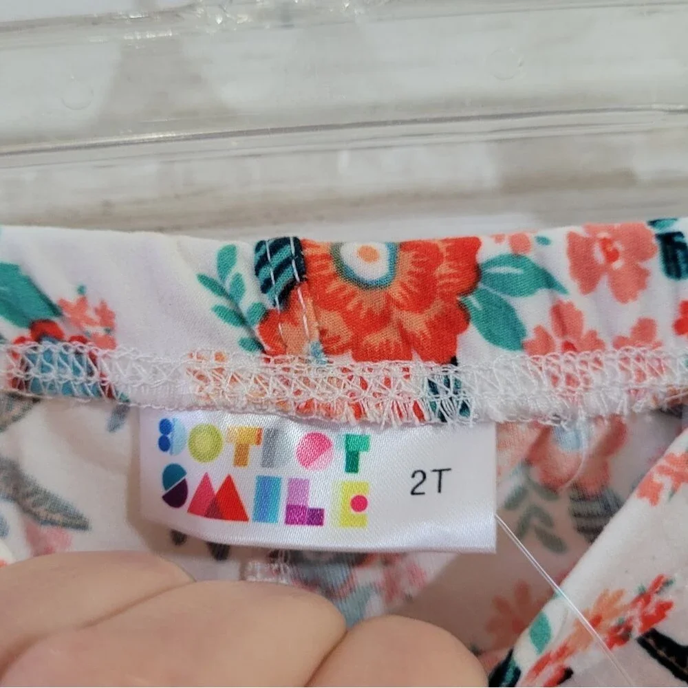 BNWT DOT‎ DOT SMILE Baby Girl White Orange Floral Buttery Soft Leggings Size 2T